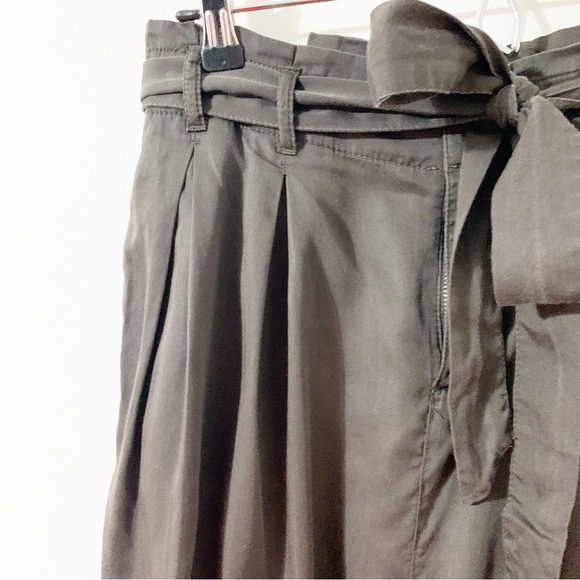 Gap Self Tie Belt Box Pleated Unlined Mini Skirt Side Pockets Size 2 Brown Gray - Picture 6 of 9